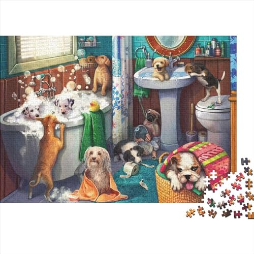 niedliches Haustier Puzzles 300 Teile Schwer Puzzle Spielzeug Pädagogisches Spiel Impossible Herausforderungsspielzeug Für Erwachsene Kinder 300pcs (40x28cm) von PXBDUASIE
