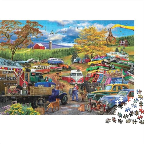 verlassene Autos Puzzles 500 Teile Schwer Puzzle Spielzeug Lernspiel Impossible Herausforderungsspielzeug Für Erwachsene Und Kinder in Bewährter 500pcs (52x38cm) von PXBDUASIE
