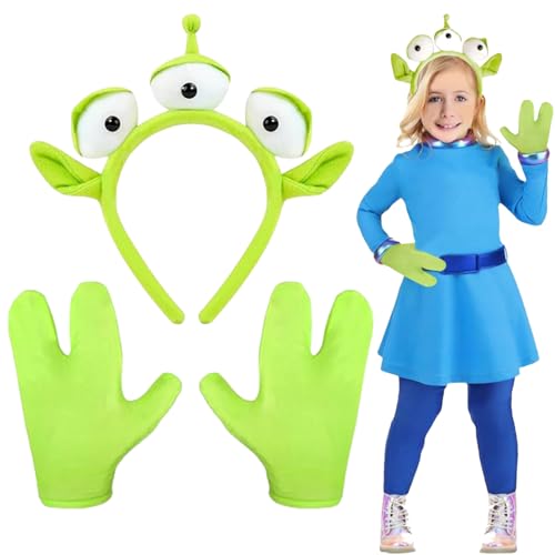 Alien-Kostüm, Halloween-Kostüm, 2-teiliges Kostüm mit grünem Fascinator und Handschuhen, für Cosplay-Motto-Party für Halloween, Karneval, Faschingskostüm, Alien-Kostüm, Kopfbedeckung für Erwachsene Alien-Kostüm, Halloween-Kostüm, 2-teiliges Kostüm mit grünem Fascinator und Handschuhen, für Cosplay-Motto-Party für Halloween, Karneval, Faschingskostüm, Alien-Kostüm, Kopfbedeckung für Erwachsene von PXDUCN