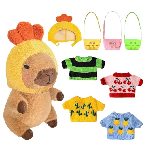 Capybara Plüsch, 9 Stück Set mit Kleidung und Zubehör, Enthält 1 Capybara, 1 Hut, 4 Outfits und 3 Taschen Kuscheltier für Jungen und Mädchen, Valentinstag und Geburtstagsgeschenk Capybara Plüsch, 9 Stück Set mit Kleidung und Zubehör, Enthält 1 Capybara, 1 Hut, 4 Outfits und 3 Taschen Kuscheltier für Jungen und Mädchen, Valentinstag und Geburtstagsgeschenk von PXDUCN