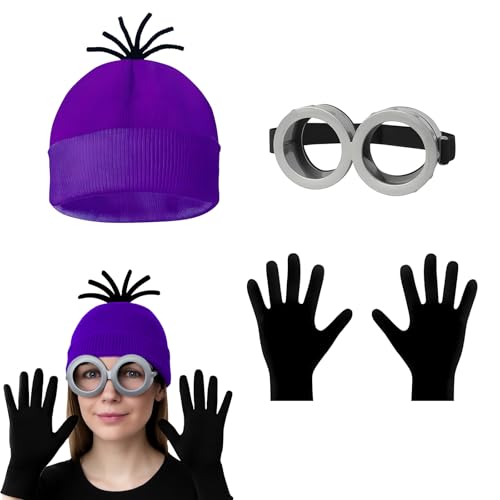 Kostümzubehör, Halloween-Kostüme, 3-teilig, violettes Kostümzubehör-Set, Steampunk-Brille, lila Mütze und schwarze Handschuhe, niedliche lustige Kostüme für Cosplay-Party Kostümzubehör, Halloween-Kostüme, 3-teilig, violettes Kostümzubehör-Set, Steampunk-Brille, lila Mütze und schwarze Handschuhe, niedliche lustige Kostüme für Cosplay-Party von PXDUCN