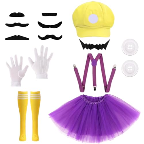 Mario-Kostüm, Halloween-Kostüm, 7-teiliges Kostümzubehör mit Hut, Schnurrbärten, Handschuhen, Rock, Hosenträgern und Socken, für Jungen, Mädchen, Halloween, Cosplay, Kostüm, Weihnachtsdekoration Mario-Kostüm, Halloween-Kostüm, 7-teiliges Kostümzubehör mit Hut, Schnurrbärten, Handschuhen, Rock, Hosenträgern und Socken, für Jungen, Mädchen, Halloween, Cosplay, Kostüm, Weihnachtsdekoration von PXDUCN