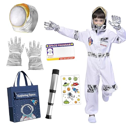 PXDUCN Astronautenkostüm Kinder, Astronauten-Kostüm, 8-teiliges Weltraumkostüm mit Astronautenhelmtasche und Handschuhen, Weltraumabenteuer Kostüm oder Karneval Cosplay Party Rollenspiel für Kinder PXDUCN Astronautenkostüm Kinder, Astronauten-Kostüm, 8-teiliges Weltraumkostüm mit Astronautenhelmtasche und Handschuhen, Weltraumabenteuer Kostüm oder Karneval Cosplay Party Rollenspiel für Kinder von PXDUCN