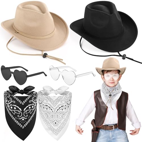 PXDUCN Cowboyhut für Kinder, Halloween-Kostüme für Kinder, 6-teiliges Western-Kostüm-Set für Jungen mit Hut, Bandana und Sonnenbrille, Cowboyhut für Halloween, Weihnachten, Karneval, Weltbuchtag PXDUCN Cowboyhut für Kinder, Halloween-Kostüme für Kinder, 6-teiliges Western-Kostüm-Set für Jungen mit Hut, Bandana und Sonnenbrille, Cowboyhut für Halloween, Weihnachten, Karneval, Weltbuchtag von PXDUCN