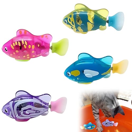 Robo Fish, Katzenspielzeug, 4 Stück, 7,5 x 3,5 x 2,2 cm, interaktives Katzenspielzeug, Yoy-Fisch, schwimmendes Haustierspielzeug für Katzen und Kinder, für Badespaß Robo Fish, Katzenspielzeug, 4 Stück, 7,5 x 3,5 x 2,2 cm, interaktives Katzenspielzeug, Yoy-Fisch, schwimmendes Haustierspielzeug für Katzen und Kinder, für Badespaß von PXDUCN