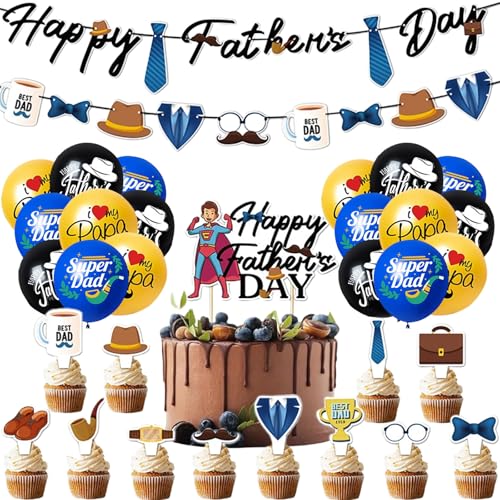 Vatertags-Luftballons, Vatertagsdekorationen, 32 Stück, Vatertagsdekorationen, inklusive Banner, Luftballons, Kuchenkarte, Ideen, Banner, Schild, Dekoration, Fotos, Hintergrund, Vatertag, Party Vatertags-Luftballons, Vatertagsdekorationen, 32 Stück, Vatertagsdekorationen, inklusive Banner, Luftballons, Kuchenkarte, Ideen, Banner, Schild, Dekoration, Fotos, Hintergrund, Vatertag, Party von PXDUCN