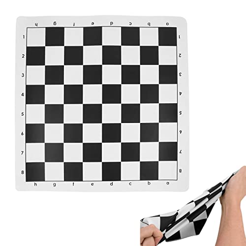 PXRLMYF Flaches Schachbrett,Portable internationales Einklappbar Schachspiel,Kunstleder Spiel Schachbrett Set für Kinder, Reisen, Schwarz und Weiß, 23x15x0.5cm von PXRLMYF