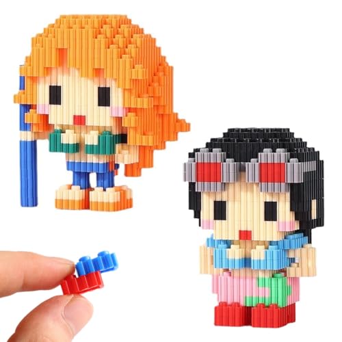 PYAIOVR 2 Stück One Piece Bausteine Micro Building Blöcke, Mini Blocks, 3D-Modell One Piece Mini Bausteine Spielzeug Spaß, Ziegelstein Bauklötze Satz Geschenk Für Kinder(2Form,B.) von PYAIOVR