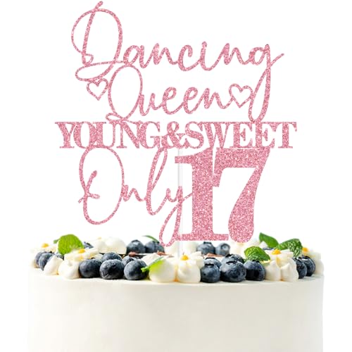 Tortenaufsatz, Motiv: Tanzende Königin, Young & Sweet Only 43.2 cm, Pink Glitter Funny Cheers to 17 Years 17th Birthday Party Decorations Supplies Tortenaufsatz, Motiv: Tanzende Königin, Young & Sweet Only 43.2 cm, Pink Glitter Funny Cheers to 17 Years 17th Birthday Party Decorations Supplies von PYBHILK
