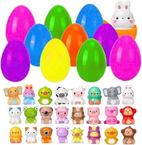 24 Stück vorgefüllte Ostereier, langsam aufgehende Plüschtiere, Ostereierfüller in Großpackung, lustige Geschenke, Klassenzimmerpreise für Jungen, Mädchen, Kinder, Kleinkinder von PYCJNFC