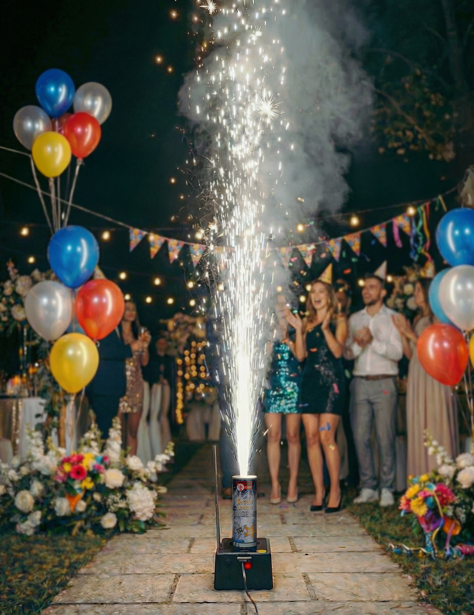 Bühnenfontäne Silber 1m Jet de Szene 1 Meter 30 Sek. Silber von PYRAGRIC