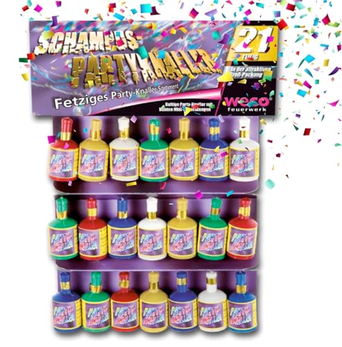 PYROHELD Party Schampus Popper 20er Set - Bunte Schampusknaller für Silvester & Feiern, Kategorie F1, geeignet für Jugendliche & Kinder, Tischdeko-Highlight 2026 von PYROHELD