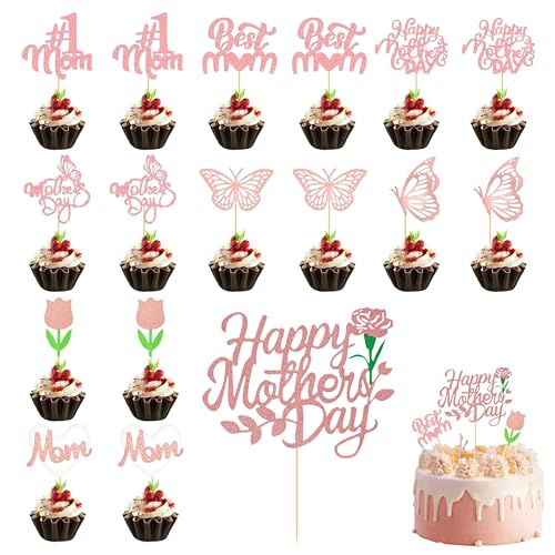 PYSEOSISE Muttertag Tortendeko, 37 Stück Happy Mothers Day Cake Topper, Glücklicher Muttertag Kuchen Topper Glitter Kuchendekoration Cupcake Topper für Muttertag Party PYSEOSISE Muttertag Tortendeko, 37 Stück Happy Mothers Day Cake Topper, Glücklicher Muttertag Kuchen Topper Glitter Kuchendekoration Cupcake Topper für Muttertag Party von PYSEOSISE