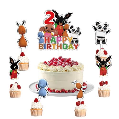 7 Stück Bunny Tortendeko,Bunny Cake Topper 2 Jahre,Bunny Kinder Kuchen Deko Geburtstag,Bunny Cake Birthday Party Decoration,Geeignet für Kindergeburtstage von PYTRARTY