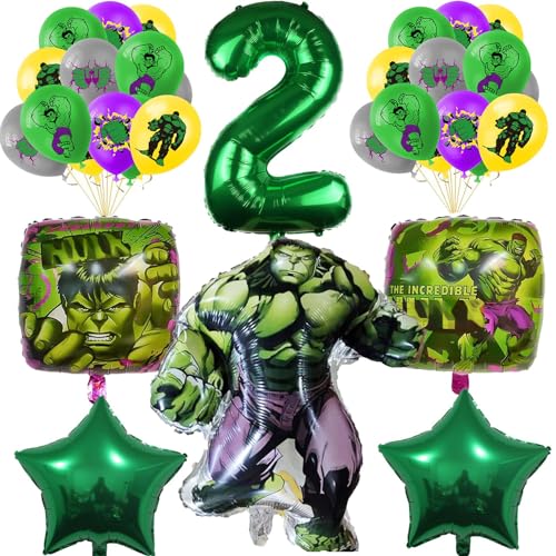 Deko Geburtstag Hulk Luftballon,2 Jahr Hulk Luftballon Party Deko,Hulk 2 Jahr Geburtstag Luftballon，Hulk Party Dekoration Ballon Set,Kindergeburtstag D von PYTRARTY
