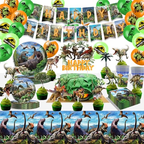Dino geburtstag deko,Dinosaurier kindergeburtstag deko,83Pcs Dino Gebutstag party geschirr set,Partygeschirr Kinder geburtstagdeko,Dino party ballon、Banner、Tischdecke Dino geburtstag deko,Dinosaurier kindergeburtstag deko,83Pcs Dino Gebutstag party geschirr set,Partygeschirr Kinder geburtstagdeko,Dino party ballon、Banner、Tischdecke von PYTRARTY