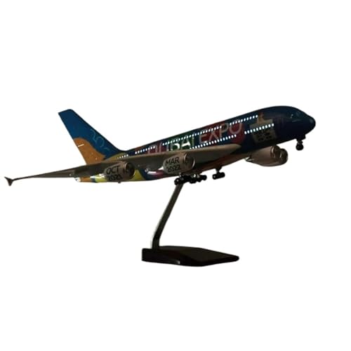 PYWCOM Modellflugzeug-Bausätze 1 160 für UAE Expo Ver Airline A380 Flugzeugmodell mit Licht und Fahrwerken, stark restauriertes Airbus-Modell (with Light) von PYWCOM