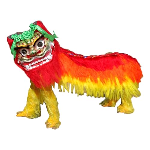 PZEOB Doppeltes chinesisches Löwentanz-Kostüm, Show-Löwentanz-Kostüm, Rollenspiel-Löwentanz-Kostüm, Outdoor-Parade, traditioneller Löwentanz von PZEOB