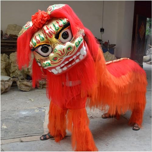 PZEOB Löwentanz, traditionelle Handwerkskunst, chinesischer Drachentanz, Erwachsene, Wolle, Löwentanzkostüm, chinesisches Löwentanz-Maskottchenkostüm von PZEOB