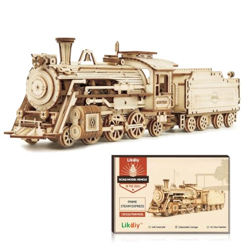 3D-Puzzle aus Holz, Dampflokomotive, DIY-Puzzle aus Holz, Modelleisenbahn-Set für Erwachsene, Zugmodell, Geschenk für Jungen und Mädchen 3D-Puzzle aus Holz, Dampflokomotive, DIY-Puzzle aus Holz, Modelleisenbahn-Set für Erwachsene, Zugmodell, Geschenk für Jungen und Mädchen von PZJOALN