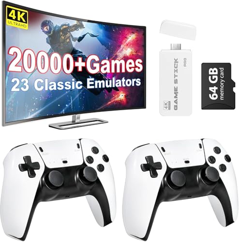 Retro Konsole Spielkonsole Game Stick, Retrolink 20,300+ Spiele mit 2 Wireless Controller, Retro Konsole Plug & Play Game Stick TV HDMI, Geschenk für Erwachsene & Familien (MAX-X1) von PZNETUE