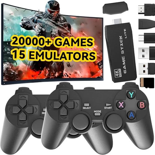 Retro Konsole Spielkonsole Game Stick, Retrolink 22000+ Spiele mit 2 Wireless Controller, Retro Konsole Plug & Play Game Stick TV HDMI, Geschenk für Erwachsene & Familien (Aktualisierte Version) von PZNETUE