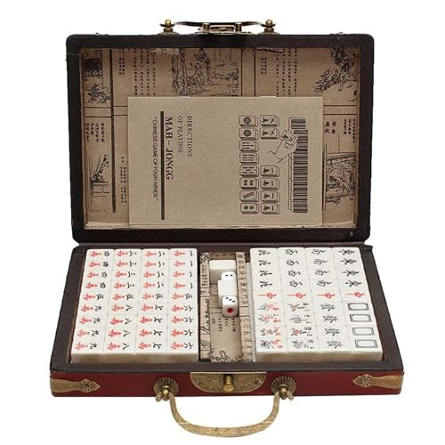 PZOFERLIN Chinesische Mahjong-Spielsteine Chinesisches Mahjong-Set, 144 Kunstharzsteine, mit 6,7 Zoll Holztragetasche PZOFERLIN Chinesische Mahjong-Spielsteine Chinesisches Mahjong-Set, 144 Kunstharzsteine, mit 6,7 Zoll Holztragetasche von PZOFERLIN