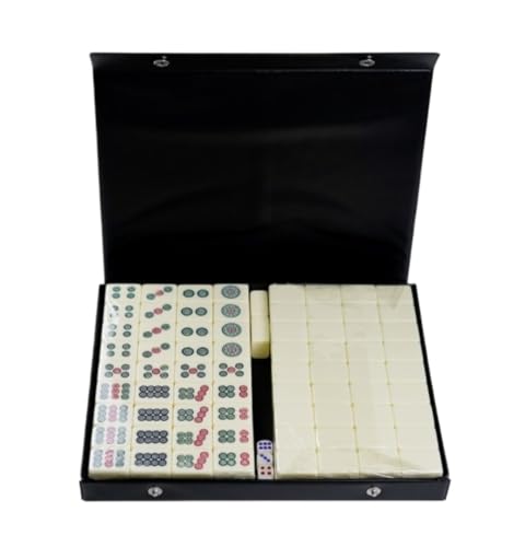 PZOFERLIN Chinesische Mahjong-Spielsteine Chinesisches Mahjong-Set, 144 Spielsteine, 30 mm, Melamin, Beige, tragbar, mit Aufbewahrungskoffer(Beige) von PZOFERLIN