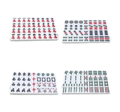 PZOFERLIN Chinesische Mahjong-Spielsteine Chinesisches Mahjong-Set, 144 gravierte Melaminsteine, Beige, 36–44 mm, tragbare Reisebox for chinesische Regeln(38mm) von PZOFERLIN