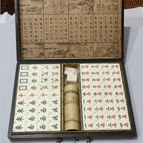 PZOFERLIN Chinesische Mahjong-Spielsteine Chinesisches Mahjong-Set, 144 mittelgroße Spielsteine, Melamin-Material, Spielsteine, Aufbewahrungsbox aus Holz, 38,3 x 29,4 x 5,1 cm PZOFERLIN Chinesische Mahjong-Spielsteine Chinesisches Mahjong-Set, 144 mittelgroße Spielsteine, Melamin-Material, Spielsteine, Aufbewahrungsbox aus Holz, 38,3 x 29,4 x 5,1 cm von PZOFERLIN