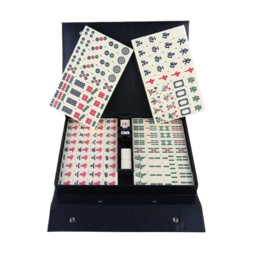 PZOFERLIN Chinesische Mahjong-Spielsteine Mahjong-Set, 144 gravierte Spielsteine, weiß, 36–44 mm, Aufbewahrungskoffer, Familienspiel for 4 Spieler, chinesische Regeln(44MM) von PZOFERLIN