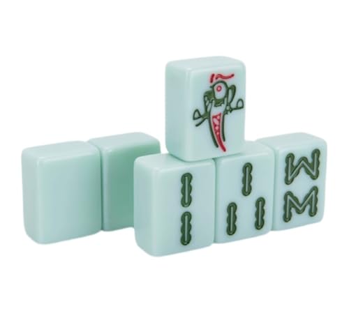 PZOFERLIN Chinesische Mahjong-Spielsteine Mahjong-Set 144 Spielsteine ​​Reise-Aluminiumbox Würfel Tischdecke Melamin Grün(38mm) von PZOFERLIN