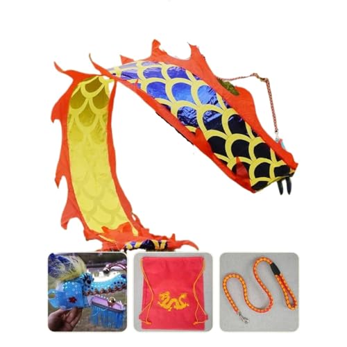 PZOFERLIN Drachen-Tanz-Fitnessband Drachen-Poi-Band mit Drachenkopf aus Kunststoff, Mehrfarbig, 2 m, 3 m, 5 m, for Tanz-Fitness(Blue,5M) von PZOFERLIN