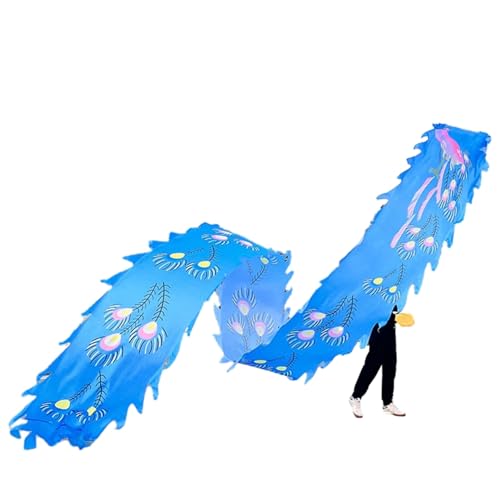 PZOFERLIN Drachen-Tanz-Fitnessband Dragon Poi-Band, 26 Fuß lang, mit Drachenkopf, waschbar, Mehrfarbig(Blue) von PZOFERLIN