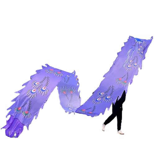PZOFERLIN Drachen-Tanz-Fitnessband Dragon Poi-Band, 26 Fuß lang, mit Drachenkopf, waschbar, Mehrfarbig(Purple) von PZOFERLIN