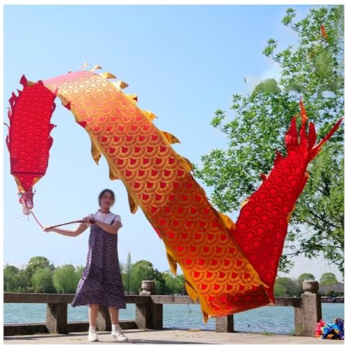 PZOFERLIN Drachen-Tanz-Fitnessband Dragon Poi Fitness Streamer Set mit Drachenkopf-Schaukelseil, Mehrfarbig, mehrere Größen(Red,10M) von PZOFERLIN