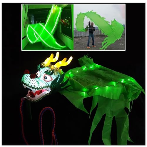 PZOFERLIN Drachen-Tanz-Fitnessband Dragon Poi LED Drachenkopf und Reisetasche for Fitness Tanz Jonglieren Erwachsene Größe 8-10m(8 M (26 Ft)) von PZOFERLIN
