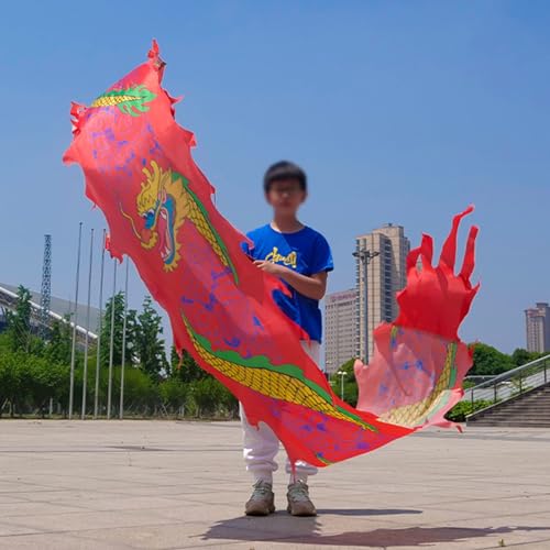 PZOFERLIN Drachen-Tanz-Fitnessband Dragon Poi Streamer Band for Kinder, Mehrfarbig, mehrere Größen, 1 Stück(Red,3M) von PZOFERLIN
