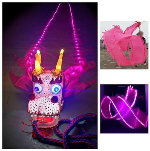 PZOFERLIN Drachen-Tanz-Fitnessband LED Dragon Dance Poi Band for Outdoor Fitness Spinning Jonglieren Pink(8 M (26 Ft)) von PZOFERLIN