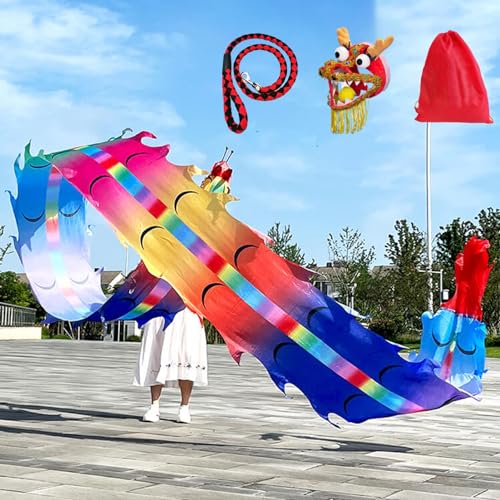 PZOFERLIN Drachen-Tanzbänder Drachen-Poi-Band-Set mit Drachenkopf aus Stahl, mehrere Stile, 6–10 Meter(Style9,6 M (20 Ft)) von PZOFERLIN