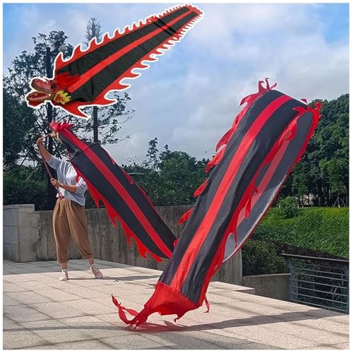 PZOFERLIN Drachen-Tanzbänder Dragon Poi Band-Set mit Drachenkopf und Seil, mehrere Größen(8 M (26 Ft)) von PZOFERLIN