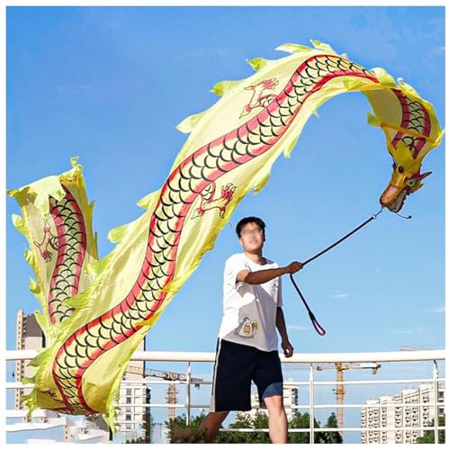 PZOFERLIN Drachen-Tanzbänder Dragon Poi Dance Fitness Streamer Band Set mit Stahlkopf Multicolor Mehrere Größen(Yellow,8 M (26 Ft)) von PZOFERLIN
