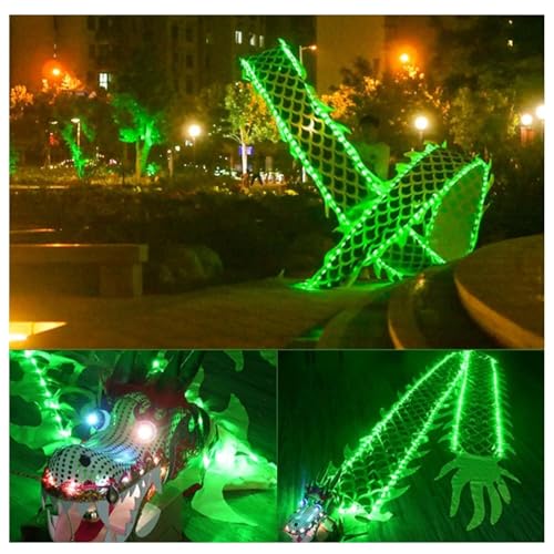 PZOFERLIN Drachen-Tanzbänder Dragon Poi Dance Streamer mit grünem LED-Licht for Sport-Fitness 6 m/8 m/10 m(8M) von PZOFERLIN