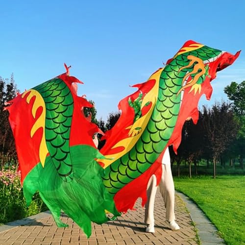 PZOFERLIN Drachen-Tanzbänder Dragon Poi Fitness Dance Streamer Band mit 3D Drachenkopf Multicolor 8-10m(Red,8M) von PZOFERLIN