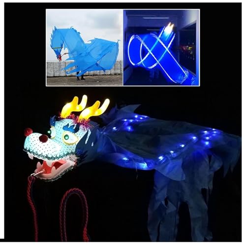 PZOFERLIN Drachen-Tanzbänder Dragon Poi LED-Band mit Drachenkopf Gymnastik Jonglieren Tanz Bühnenrequisite 8m/10m(8 M (26 Ft)) von PZOFERLIN