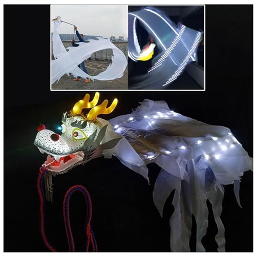 PZOFERLIN Drachen-Tanzbänder Dragon Poi Streamer Set, chinesischer Drache, Bühnenrequisite mit 3D-Drachenkopf, seidenähnlichem Stoff, mehrere Größen(10M) von PZOFERLIN