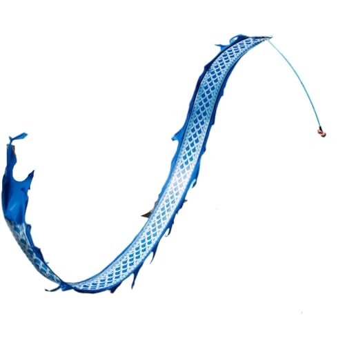PZOFERLIN Drachen-Tanzbänder Dragon Poi Waschbares Band-Luftschlangen-Set mit Schaumstoffstange, Reisetasche, Mehrfarbig, 3–5 m(Blue,5M) von PZOFERLIN
