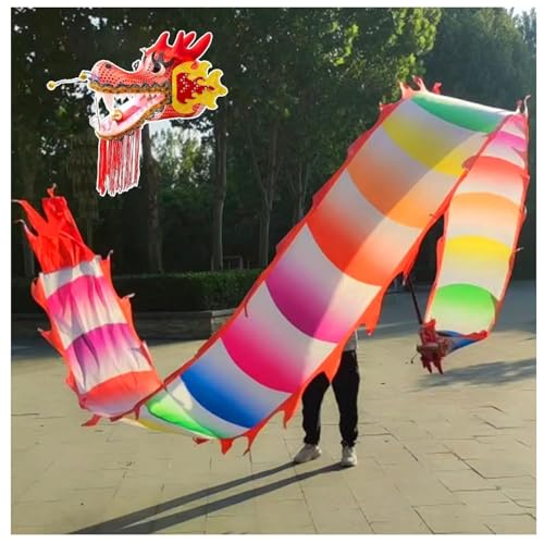 PZOFERLIN Drachen-Tanzbänder Dragon Poi Waschbares seidenähnliches mehrfarbiges Streamerband in Mehreren Größen(8M) von PZOFERLIN