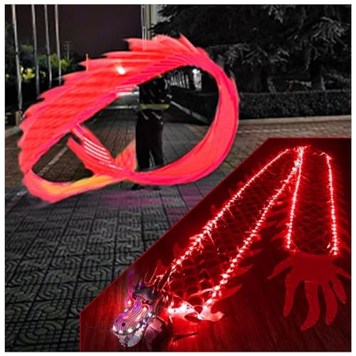 PZOFERLIN Drachen-Tanzbänder LED Dragon Poi Ribbon Streamer mit 3D-Kopf Fitness Jonglieren 6-10m(6 M (20 Ft)) von PZOFERLIN