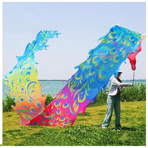 PZOFERLIN Drachen-Tanzbänder Waschbares seidenähnliches mehrfarbiges Drachen-Poi-Band for Fitness-Tanz, 8m/10m(Colorful,8M) von PZOFERLIN